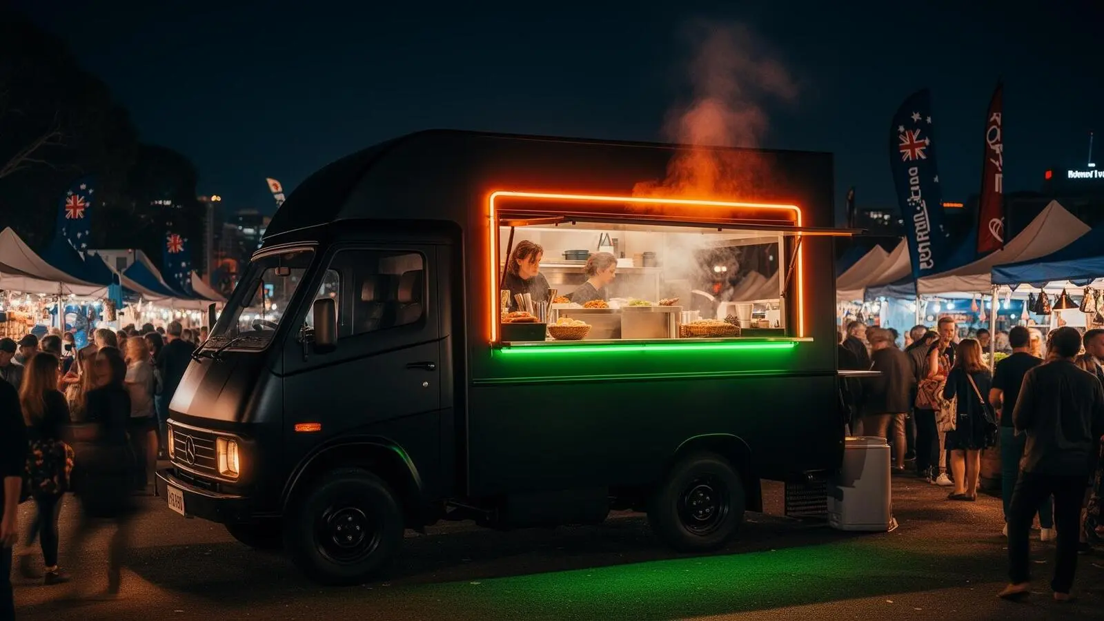Australian food truck serving customers through the window